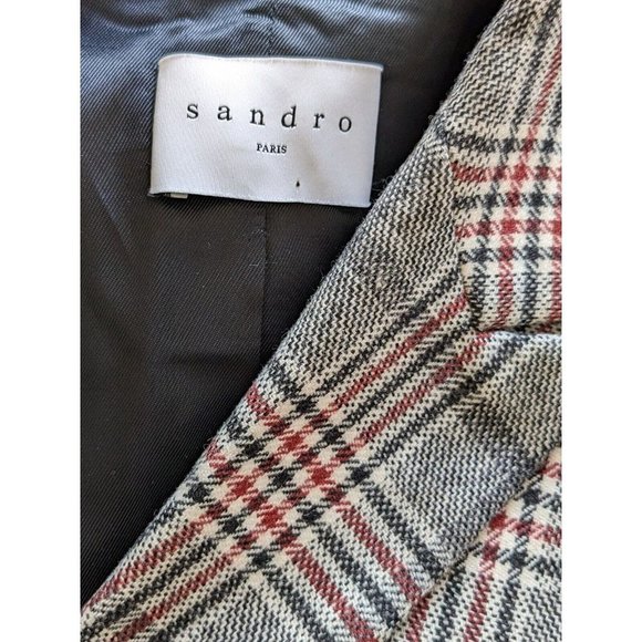 SANDRO Lauryn WOOL Boyfriend Plaid Blazer Size 40 (suit 10-14) - Picture 11 of 14